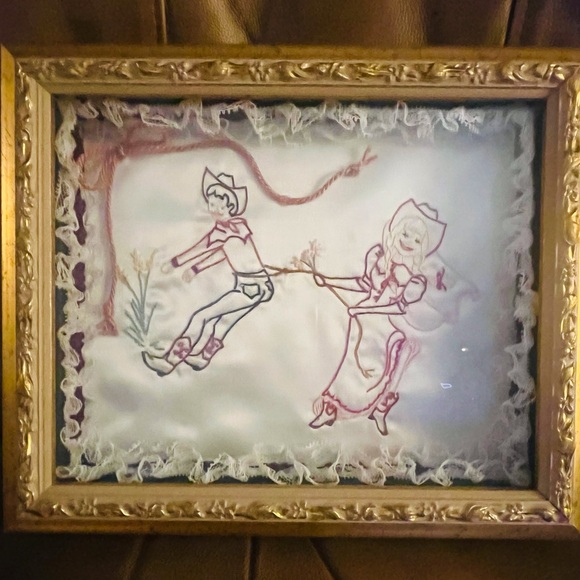 Vintage “Great Catch” Needlepoint Shadow Box - Picture 4 of 7